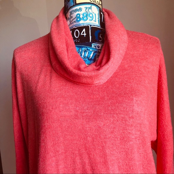 Anthropologie SOFT Tunic Cowl neck Coral/Orange - Picture 3 of 7